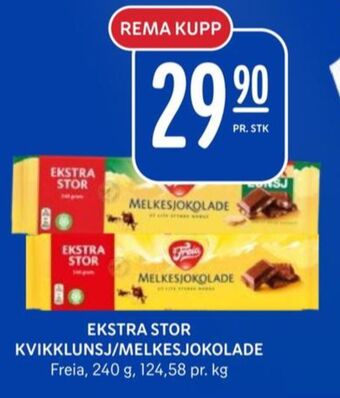 Rema 1000 Melkesjokolade sjokoladeplate tilbud