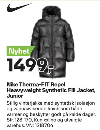 XXL Sport Nike therma-fit repel heavyweight synthetic fill jacket, junior tilbud