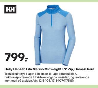 XXL Sport Helly hansen lifa merino midweight 1/2 zip, dame/herre tilbud