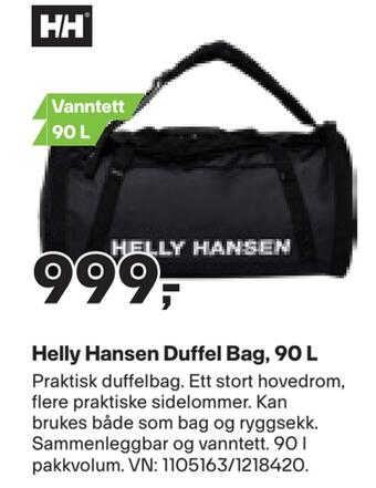 XXL Sport Helly hansen duffel bag, 90 l tilbud