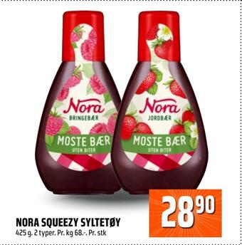 Coop Obs Nora squeezy syltetøy tilbud