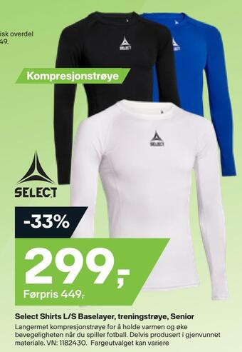XXL Sport Select shirts l/s baselayer, treningstrøye, senior tilbud