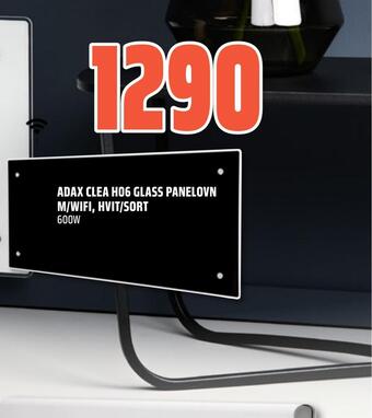 Coop Obs Adax clea h06 glass panelovn m/wifi, hvit/sort tilbud
