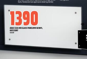 Coop Obs Adax clea h10 glass panelovn m/wifi, hvit/sort tilbud