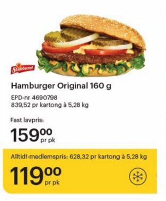 Storcash Hamburger Original 160 g tilbud