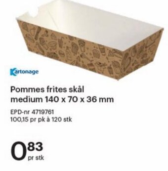 Storcash Pommes frites skål medium 140 x 70 x 36 mm tilbud