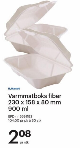 Storcash Varmmatboks fiber 230 x 158 x 80 mm 900 ml tilbud