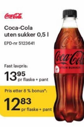 Storcash Coca-Cola uten sukker 0,5L tilbud