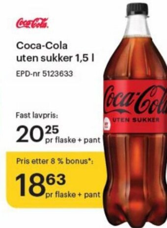 Storcash Coca-Cola uten sukker 1,5L tilbud