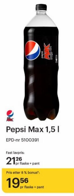 Storcash Pepsi Max 1,5 L tilbud