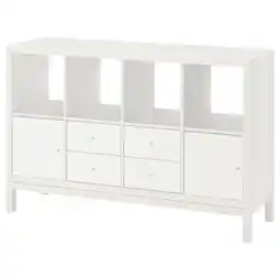 IKEA Kallax hylle med understell, med 2 dører/4 skuffer/hvit, 147x94 cm tilbud