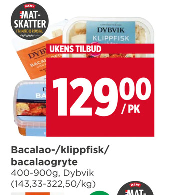 Meny Bacalao-/klippfisk/ bacalaogryte tilbud