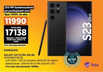 POWER SAMSUNG GALAXY S23 ULTRA 256 GB SMS918BZKDEUB tilbud
