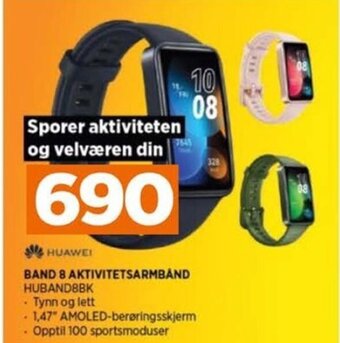 POWER HUAWEI BAND 8 AKTIVITETSARMBAND HUBAND8BK tilbud