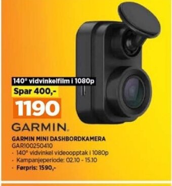 POWER GARMIN MINI DASHBORDKAMERA GAR100250410 tilbud