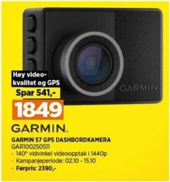 POWER GARMIN 57 GPS DASHBORDKAMERA GAR100250511 tilbud