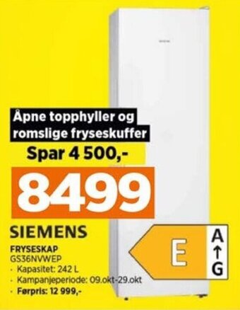 POWER SIEMENS FRYSESKAP GS36NVWEP tilbud