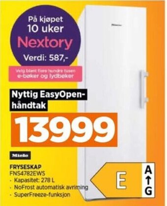 POWER Miele FRYSESKAP FNS4782EWS tilbud