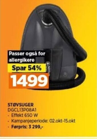 POWER STØVSUGER DGCL13P08A1 tilbud