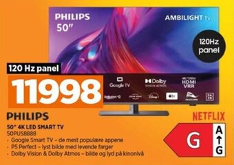 POWER PHILIPS 50" 4K LED SMART TV 50PUS8888 tilbud