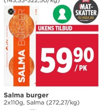 Meny Salma lakseburger tilbud