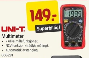 Jula UNI-T Multimeter tilbud