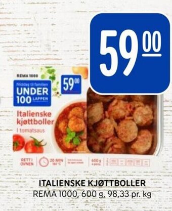Rema 1000 ITALIENSKE KJØTTBOLLER tilbud