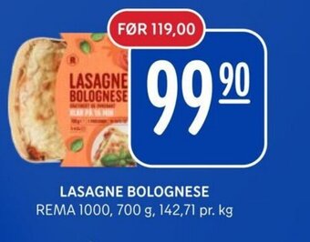 Rema 1000 LASAGNE BOLOGNESE tilbud