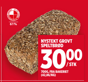 Meny Nystekt grovt speltbrød tilbud