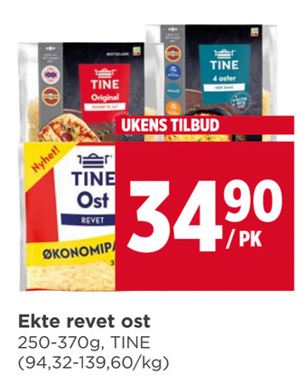 Meny Ekte revet ost tilbud