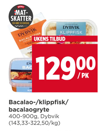 Meny Bacalao-/klippfisk/ bacalaogryte tilbud
