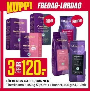 Europris Löfbergs kaffe/bønner tilbud