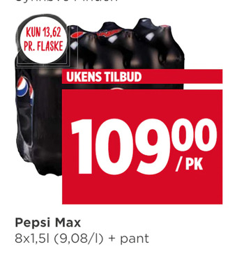 Meny Pepsi max tilbud
