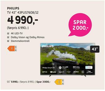 ELON Philips tv 43 43pus7608/12 tilbud