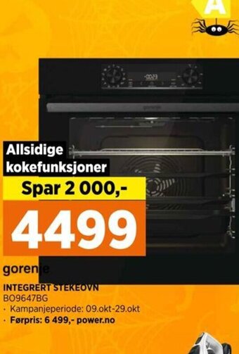 POWER gorenje INTEGRERT STEKEOVN B09647BG tilbud
