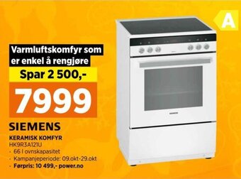 POWER KERAMISK KOMFYR HK9R3A121U tilbud