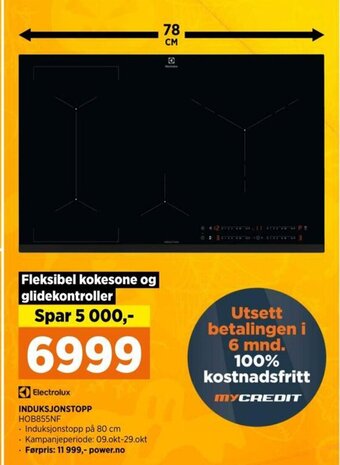 POWER Electrolux INDUKSJONSTOPP HOB855NF tilbud