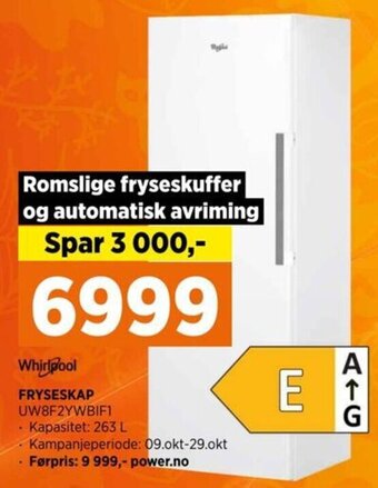 POWER Whirlpool FRYSESKAP UW8F2YWBIFI tilbud