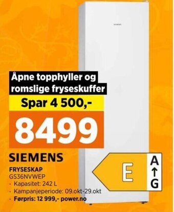 POWER SIEMENS FRYSESKAP GS36NVWEP tilbud