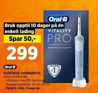 POWER Oral-B ELEKTRISK TANNBØRSTE ORALBVPROVBL tilbud