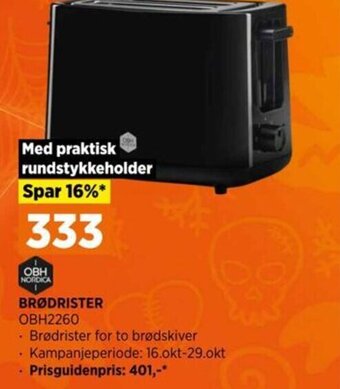POWER BRØDRISTER OBH2260 tilbud