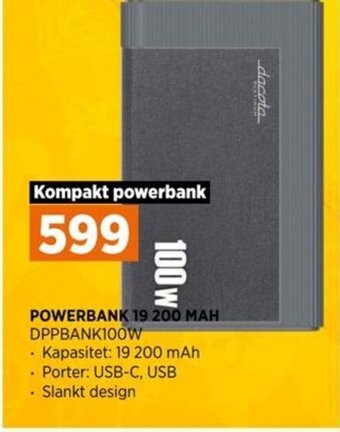 POWER POWERBANK 19 200 MAH DPPBANK100W tilbud
