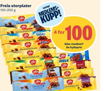 Coop Extra Freia storplater 150-200 g tilbud