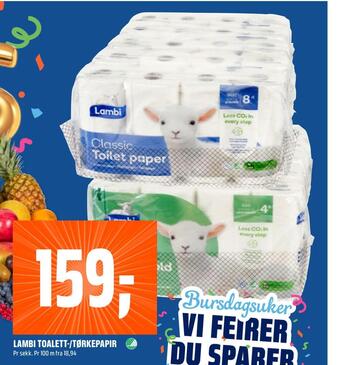 Coop Obs Lambi toalett-/tørkepapir tilbud