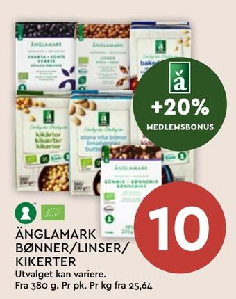 Coop Mega Änglamark bønner/linser/ kikerter tilbud