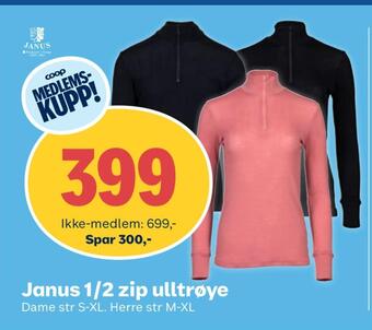 Coop Obs Janus 1/2 zip ulltrøye tilbud