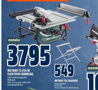 Obs Bygg Metabo ts 254 m elektrisk bordsag tilbud