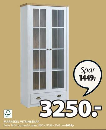 JYSK Markskel vitrineskap tilbud