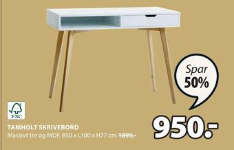 JYSK Tamholt skrivebord tilbud