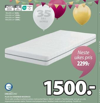 JYSK Plus s15 vendbar madrass tilbud